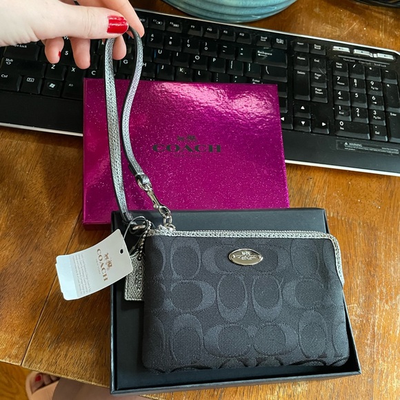 Coach Black and Silver Wristlet - Picture 2 of 12